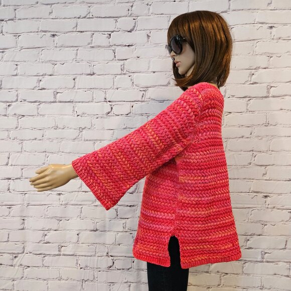 Designer - ST. JOHN Gorgeous 100% cotton pink/red/orange cable knit sweater - Picture 7 of 10